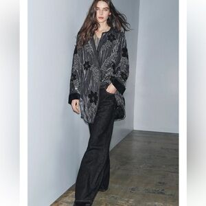 Zara ZW Collection Limited Edition Embroidered Velvet Kimono